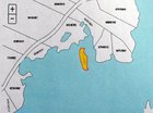 The island is highlighted in yellow on this map of the area.